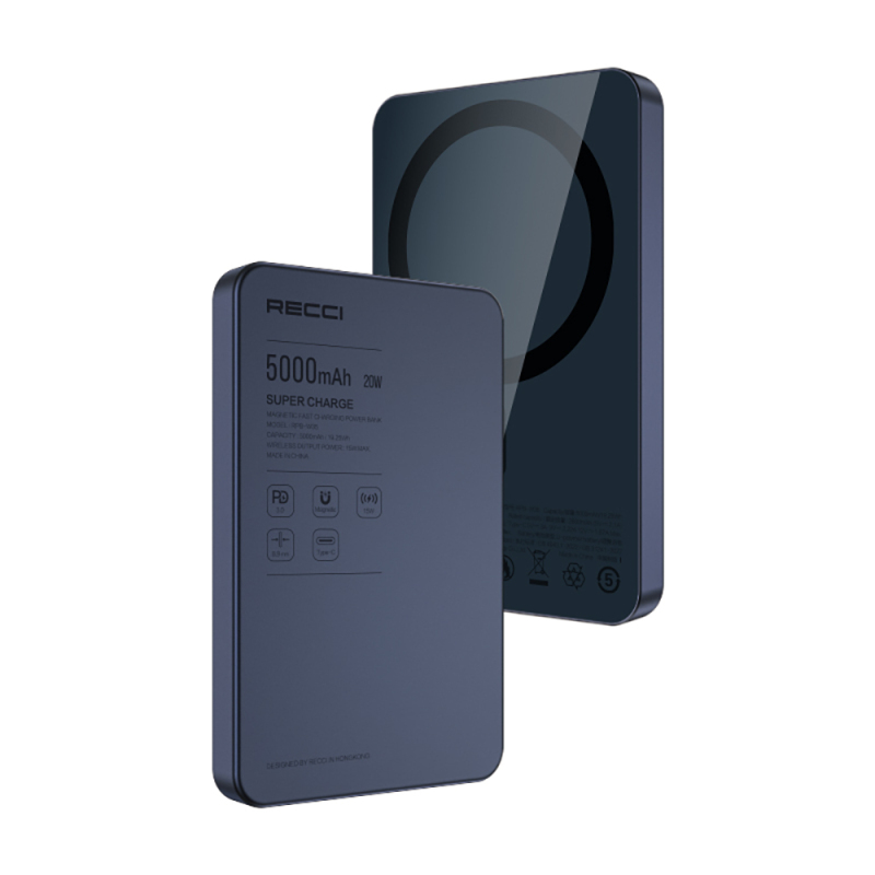 Recci RPB-W35 Ultra Slim PD 20W Fast Charging Wireless Powerbank 15W 5000mAh - 10