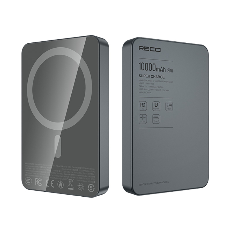 Recci RPB-W36 Ultra Slim PD 20W Fast Charging Wireless Powerbank 15W 10000mAh - 6