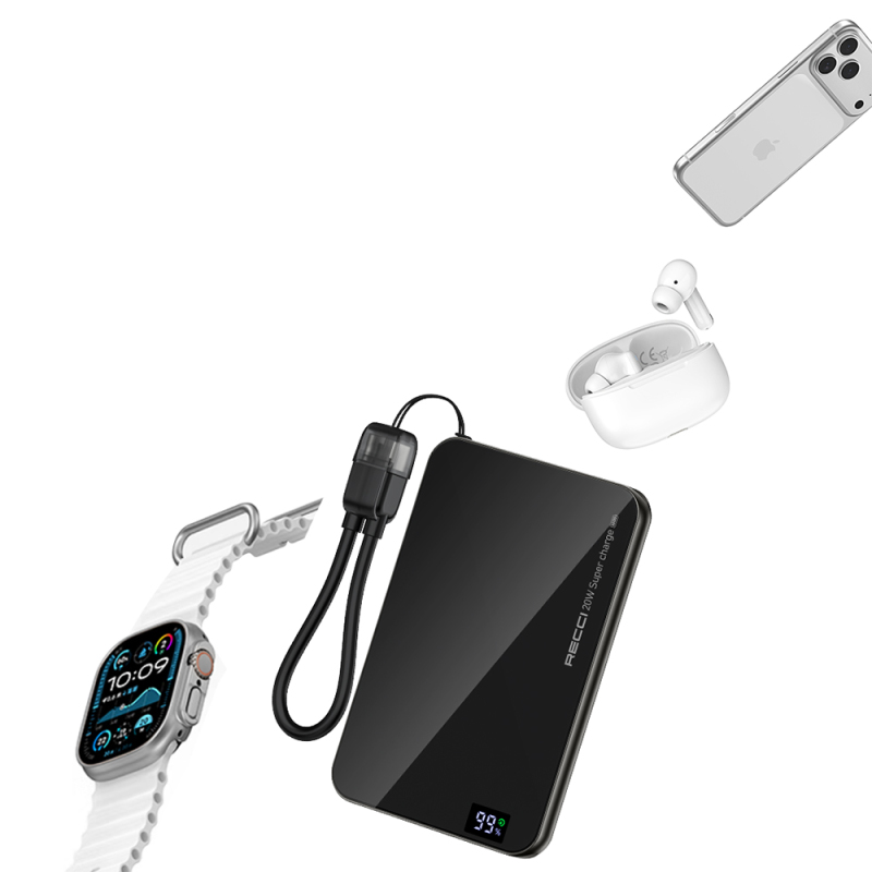 Recci RPB-W41 PD 20W Ultra Slim Fast Charging Type-C Cable Power Bank 15W 5000mAh - 7