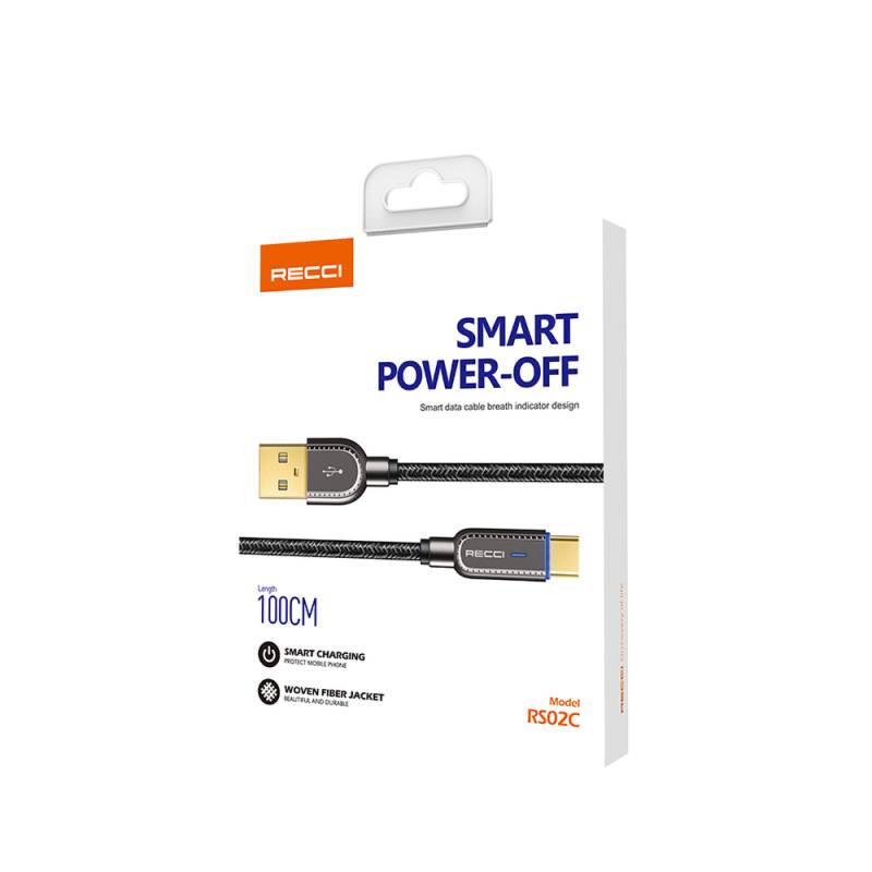 Recci RS02C Smart Power-Off Series Fast Charge USB-A To Type-C Cable 1M - 2