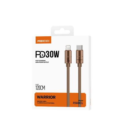 Recci RS08CL Warrior Series Type-C to Lightning 30W Fast Charging Data and Charging Cable 1.2M - 5