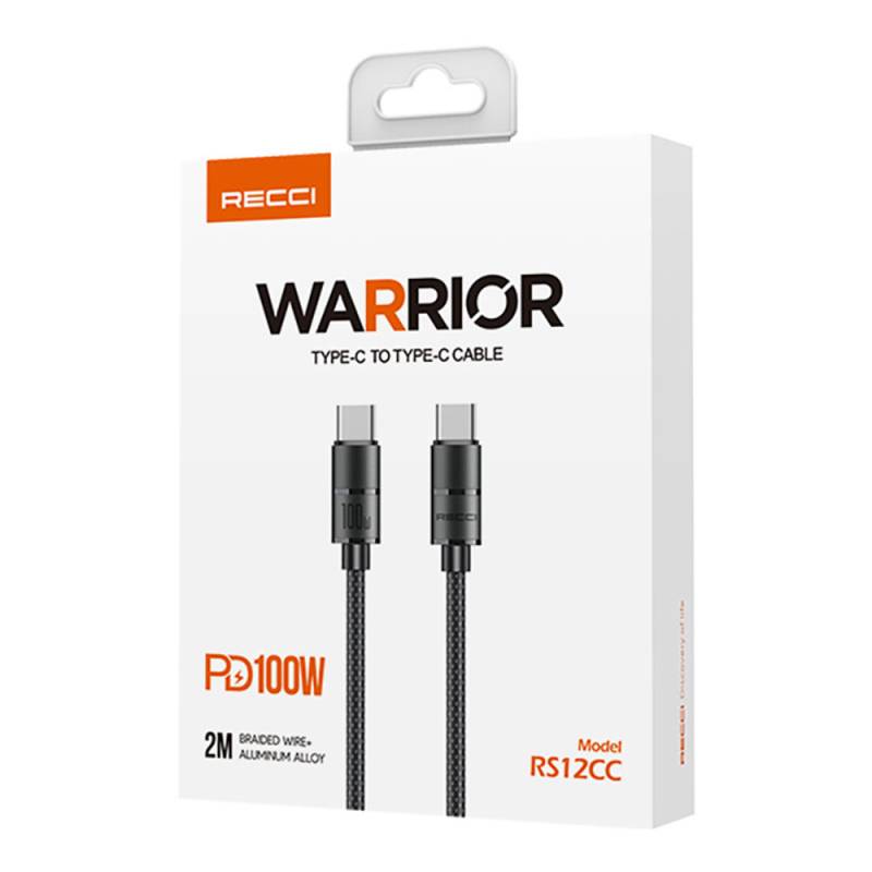 Recci RS12CC Warrior Serisi 100W Hızlı Şarj Özellikli Type-C To Type-C PD Kablo 2M - 4