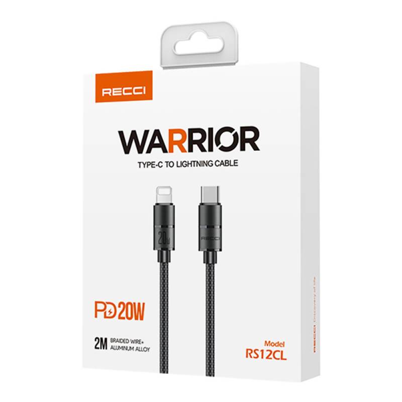 Recci RS12CL Warrior Serisi 20W Hızlı Şarj Özellikli Type-C To Lightning PD Kablo 2M - 3