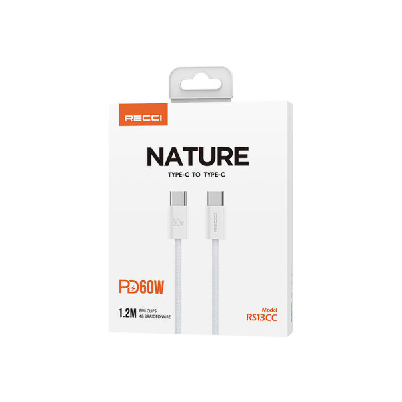 Recci RS13CC Nature Series 60W Fast Charging Type-C To Type-C PD Cable 1.2M - 2