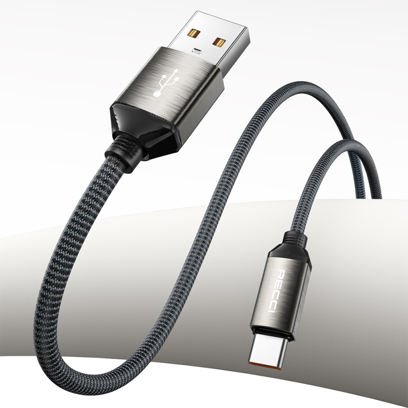 Recci RS35C USB-A to Type-C Örgü Tasarımlı Hızlı Şarj Özellikli Data ve Şarj Kablosu 1M - 3