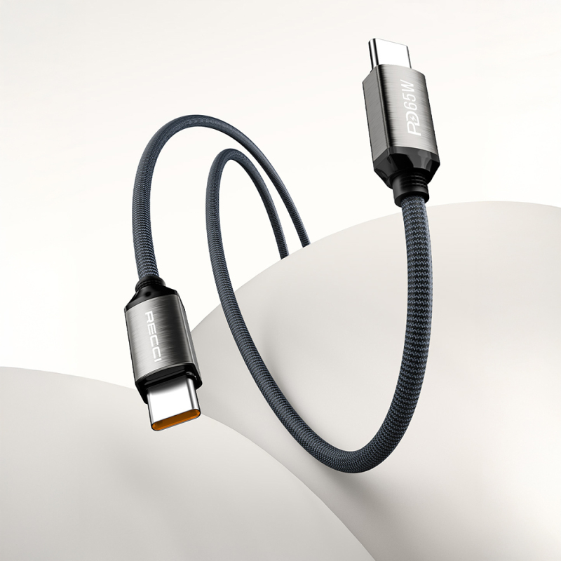Recci RS35CC Type-C to Type-C PD 65W Örgü Tasarımlı Hızlı Şarj Özellikli Data ve Şarj Kablosu 1M - 4