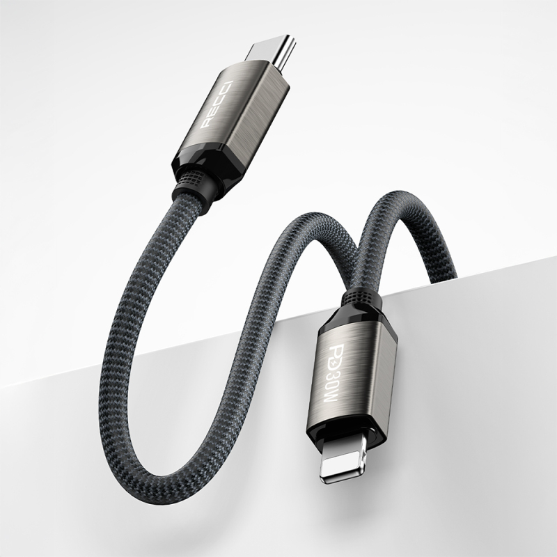 Recci RS35CL Type-C to Lightning PD 30W Braided Design Fast Charging Data and Charging Cable 1M - 5