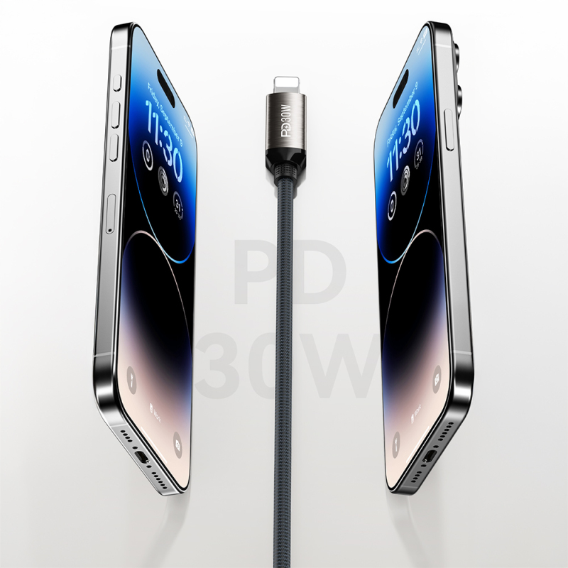 Recci RS35CL Type-C to Lightning PD 30W Braided Design Fast Charging Data and Charging Cable 1M - 6
