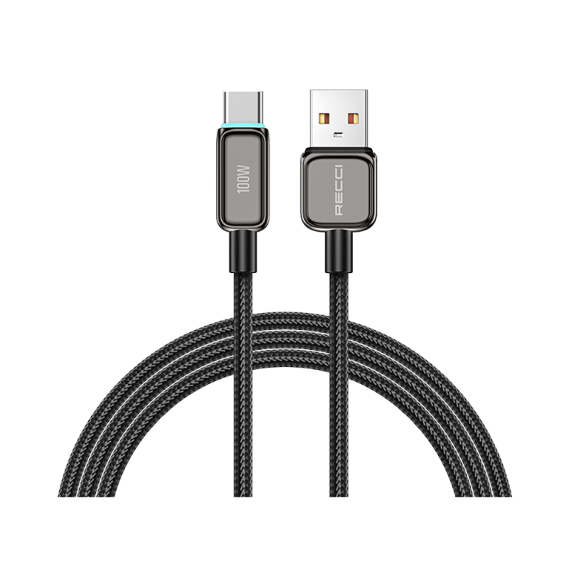 Recci RS42C Lamp Display Serisi USB-A to Type-C 100W Hızlı Şarj Özellikli Data ve Şarj Kablosu 1.5M - 1