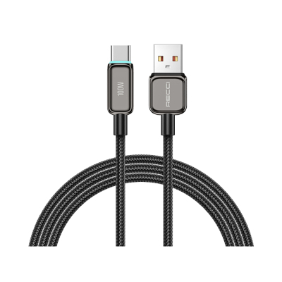Recci RS42C Lamp Display Serisi USB-A to Type-C 100W Hızlı Şarj Özellikli Data ve Şarj Kablosu 1.5M - 2