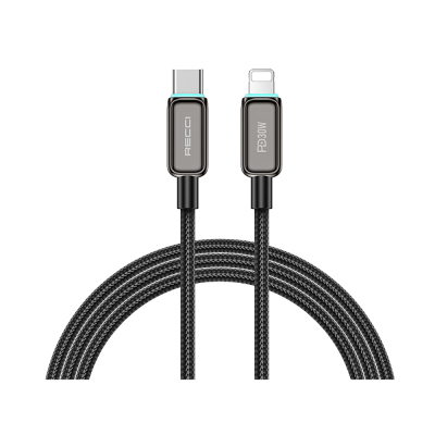 Recci RS42CL Lamp Display Serisi Type-C to Lightning PD 30W Hızlı Şarj Özellikli Data ve Şarj Kablosu 1.5M - 1