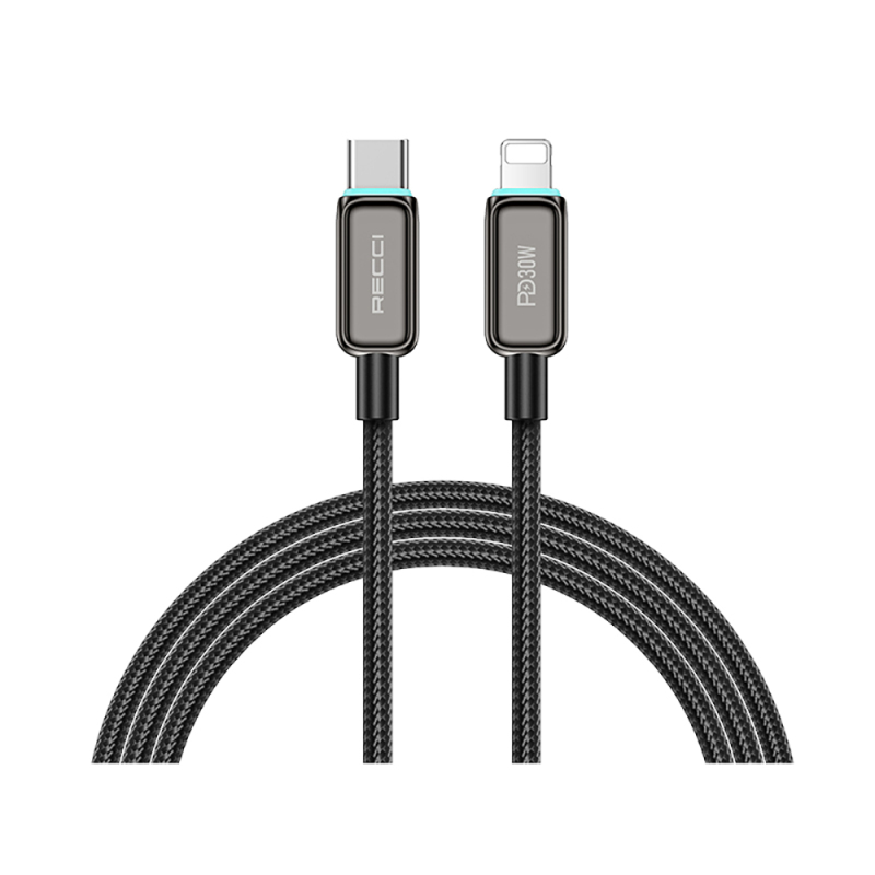 Recci RS42CL Lamp Display Serisi Type-C to Lightning PD 30W Hızlı Şarj Özellikli Data ve Şarj Kablosu 1.5M - 1