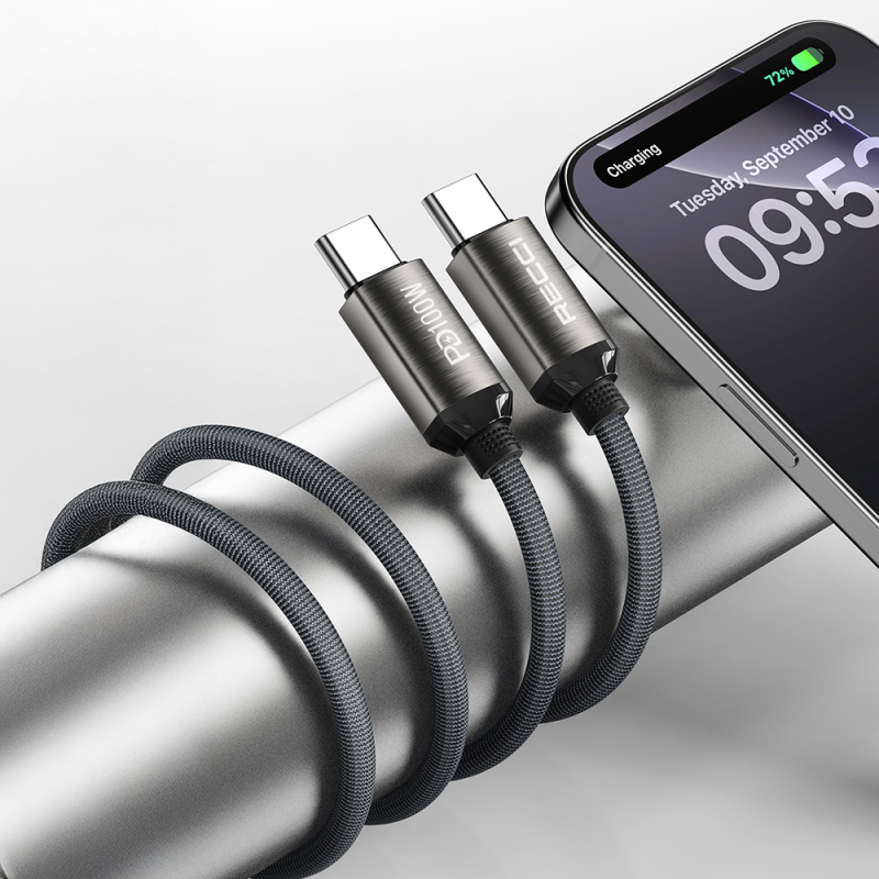 Recci RS45CC Type-C to Type-C PD 100W Braided Design Fast Charging Data and Charging Cable 1M - 5
