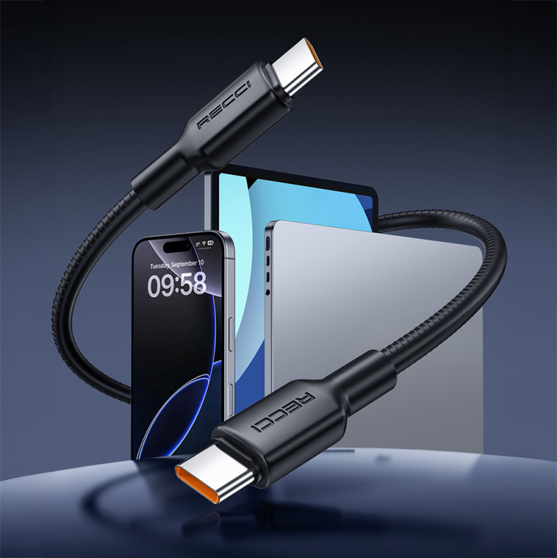 Recci RS46C USB-A to Type-C 2.4A Hızlı Şarj Özellikli Data ve Şarj Kablosu 100W 1.2M - 6