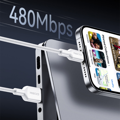 Recci RS46C USB-A to Type-C 2.4A Hızlı Şarj Özellikli Data ve Şarj Kablosu 100W 1.2M - 7