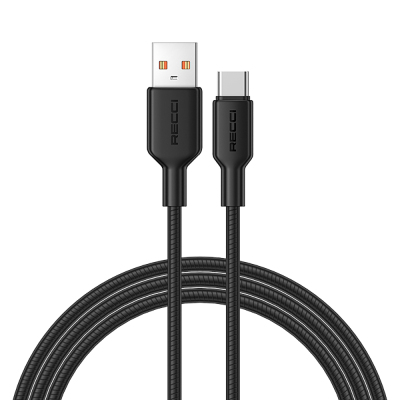 Recci RS46C USB-A to Type-C 2.4A Hızlı Şarj Özellikli Data ve Şarj Kablosu 100W 1.2M - 2