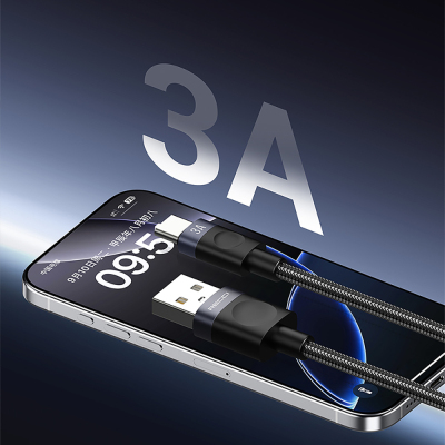 Recci RS50C USB-A to Type-C Örgü Tasarımlı Hızlı Şarj Özellikli Data ve Şarj Kablosu 1M - 6