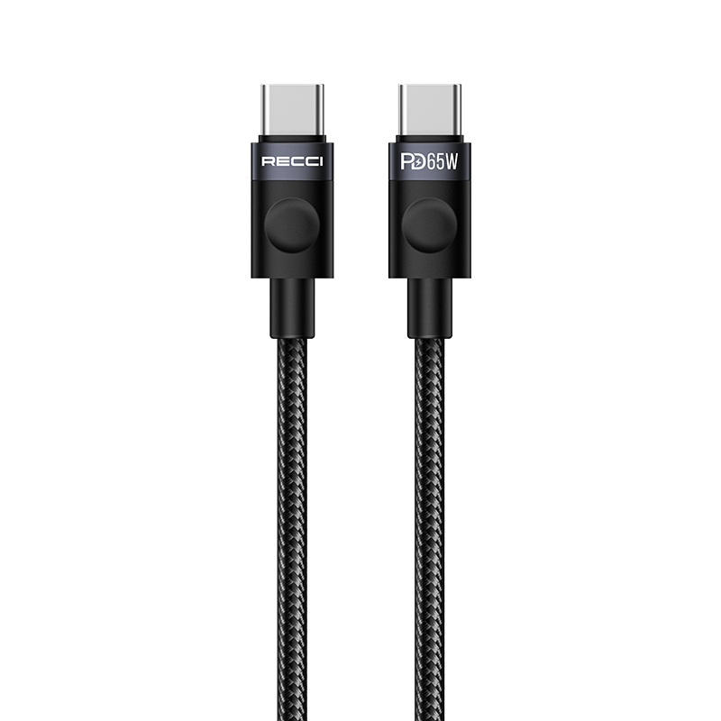 Recci RS50CC Type-C to Type-C PD Örgü Tasarımlı Hızlı Şarj Özellikli Data ve Şarj Kablosu 65W 1M - 2