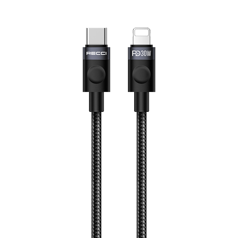 Recci RS50CL Type-C to Lightning PD Braided Design Fast Charging Data and Charging Cable 30W 1M - 1