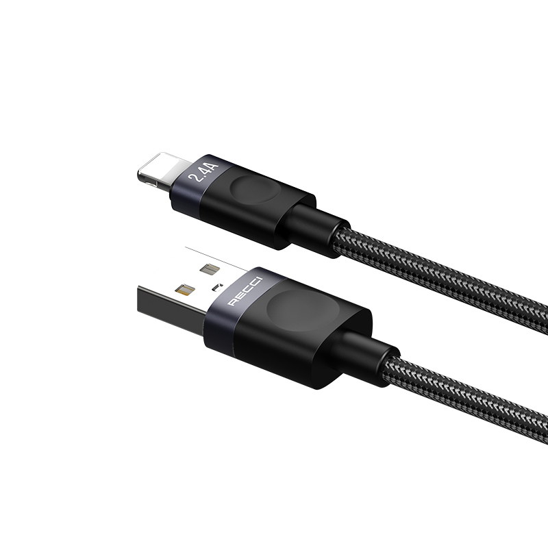 Recci RS50L USB-A to Lightning Örgü Tasarımlı Hızlı Şarj Özellikli Data ve Şarj Kablosu 1M - 4