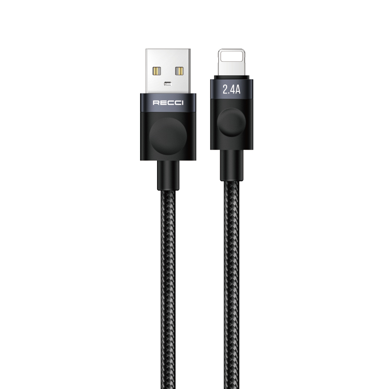 Recci RS50L USB-A to Lightning Örgü Tasarımlı Hızlı Şarj Özellikli Data ve Şarj Kablosu 1M - 2
