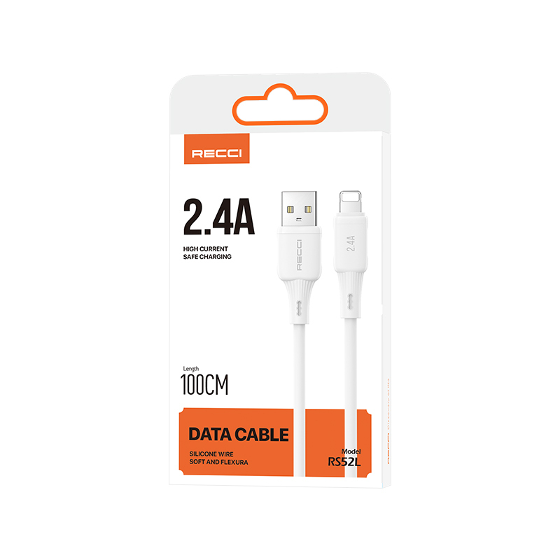 Recci RS52L USB-A to Lightning 2.4A Fast Charging Data and Charging Cable 1M - 6