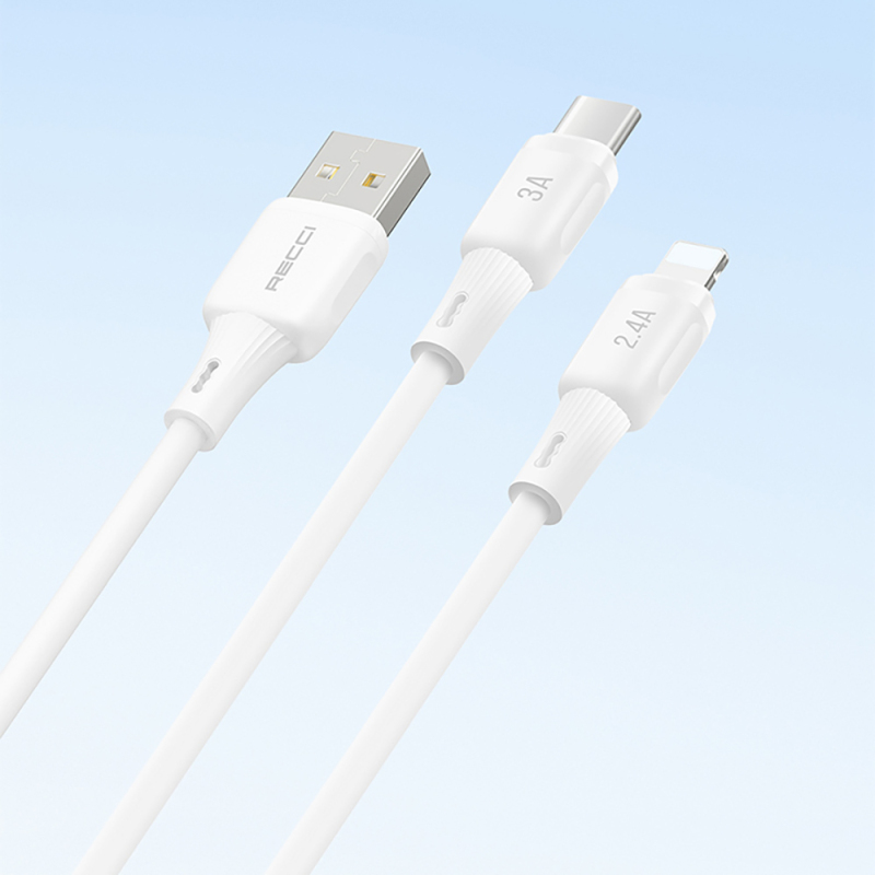 Recci RS52L USB-A to Lightning 2.4A Fast Charging Data and Charging Cable 1M - 5