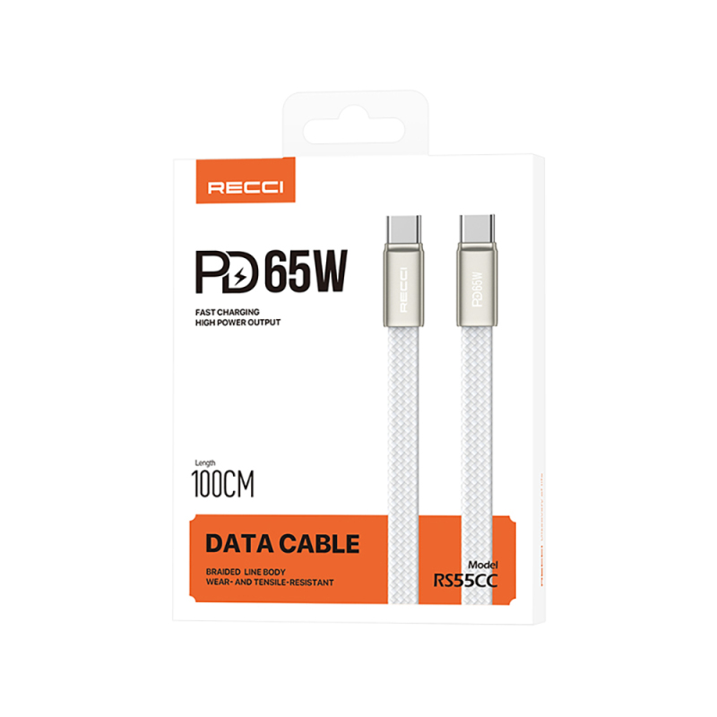 Recci RS55CC Type-C to Type-C PD Hızlı Şarj Özellikli Data ve Şarj Kablosu 65W 1M - 13