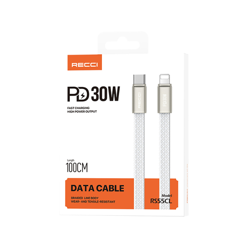 Recci RS55CL Type-C to Lightning PD Hızlı Şarj Özellikli Data ve Şarj Kablosu 30W 1M - 13