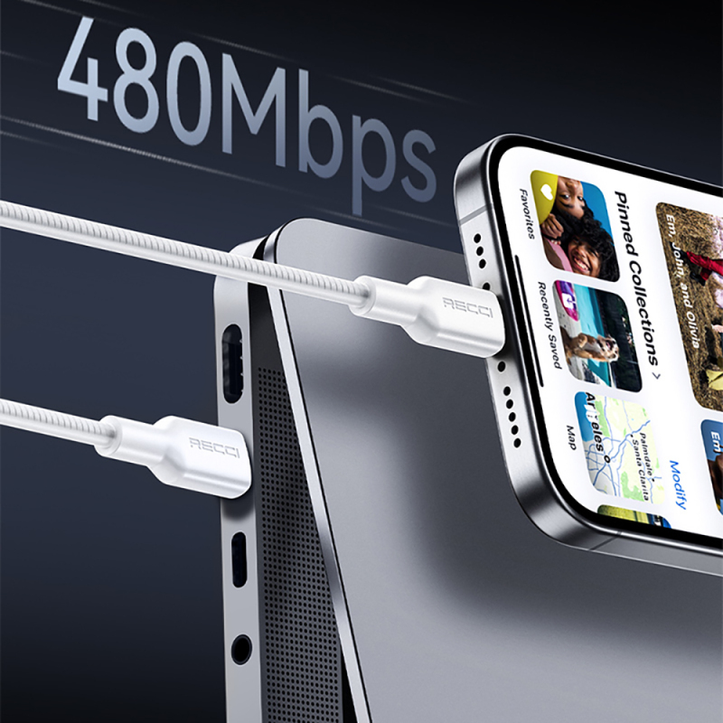 Recci RS56CC Type-C to Type-C PD Fast Charging Data and Charging Cable 100W 1.2M - 12