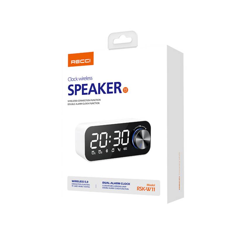 Recci RSK-W11 FM/TF Dual Alarm Digital Clock Wireless Bluetooth 5.0 Speaker 3W 1200mAh - 6