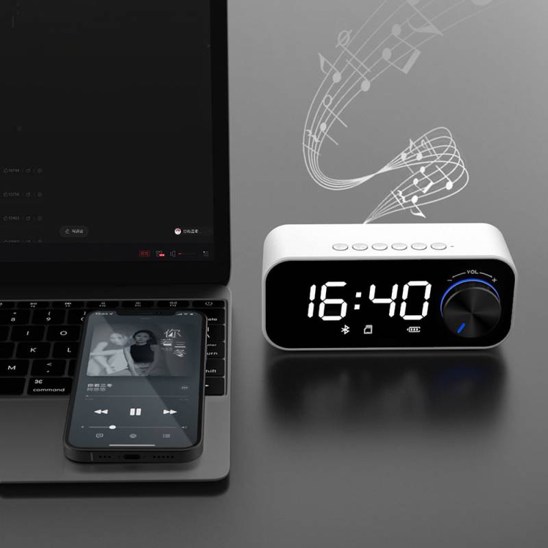 Recci RSK-W11 FM/TF Dual Alarm Digital Clock Wireless Bluetooth 5.0 Speaker 3W 1200mAh - 8