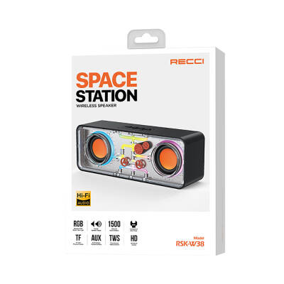 Recci RSK-W38 Space Station Serisi RGB Led Işıklı Bluetooth Hoparlör FM Radio Özellikli - 2