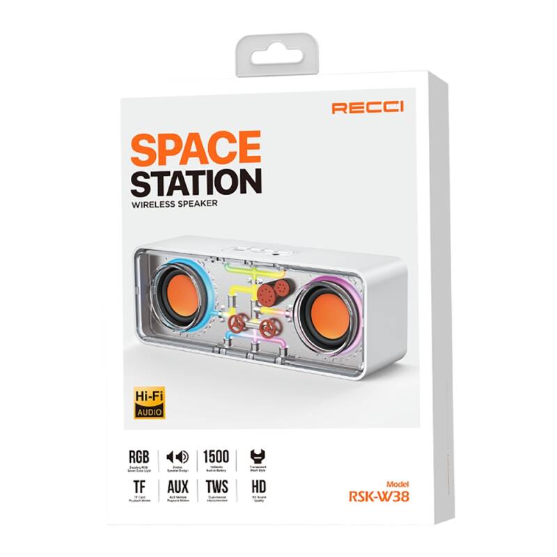 Recci RSK-W38 Space Station Serisi RGB Led Işıklı Bluetooth Hoparlör FM Radio Özellikli - 3