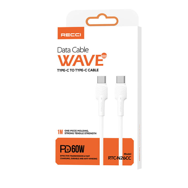 Recci RTC-N26CC Type-C to Type-C PD Fast Charging Data and Charging Cable 60W 1M - 9