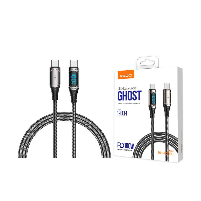 Recci RTC-P21CCPD Ghost Series 100W Fast Charge Type-C To Type-C PD Cable 1.2M - 7