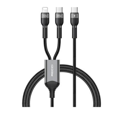 Recci RTC-T16 2 in 1 65W PD Fast Charging with Lightning and Type-C To Type-C PD Cable 1.2M - 1