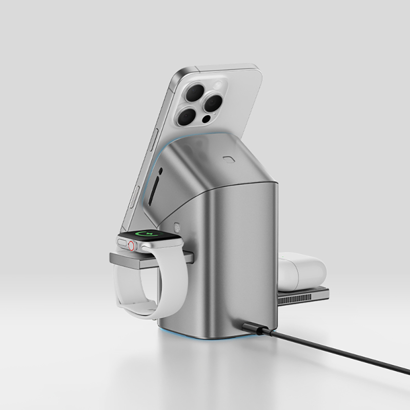 Recci RW05 Qi2 Charging Technology Ambient Light Phone & Smart Watch & Headphone 15W 3in1 Wireless Charging Stand - 11