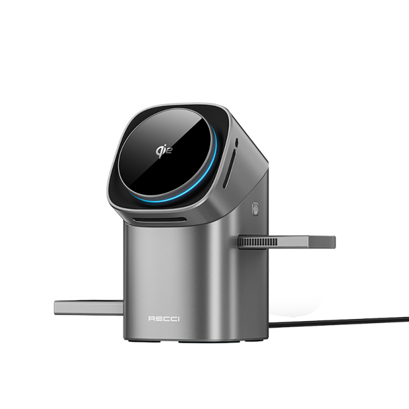 Recci RW05 Qi2 Charging Technology Ambient Light Phone & Smart Watch & Headphone 15W 3in1 Wireless Charging Stand - 4