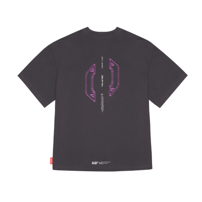 Skinarma Cypher Kısa Kollu Oversize Unisex Bisiklet Yaka Mor Tişört - 2