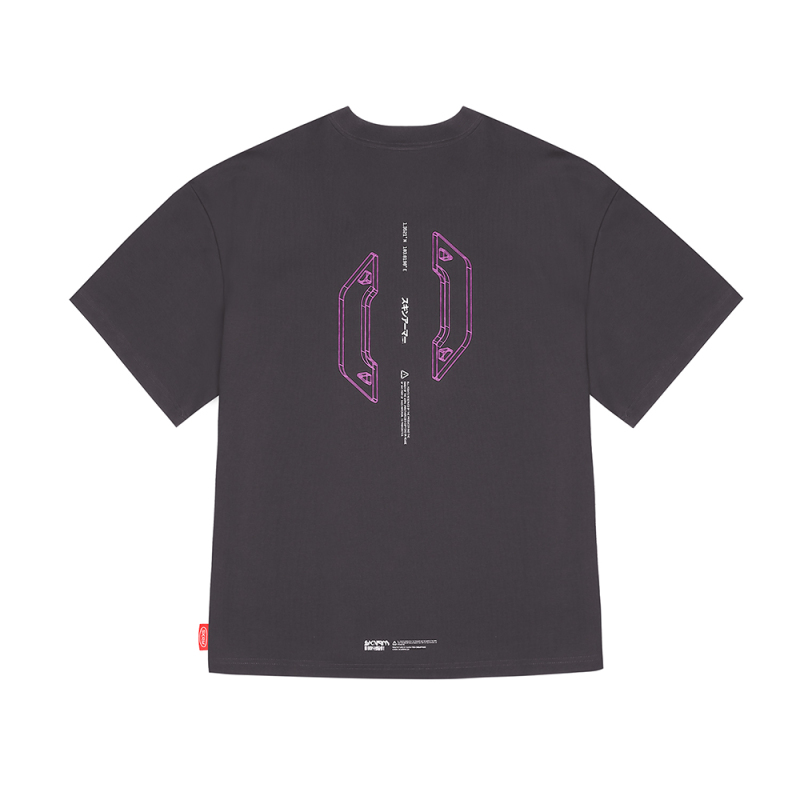 Skinarma Cypher Kısa Kollu Oversize Unisex Bisiklet Yaka Mor Tişört - 2
