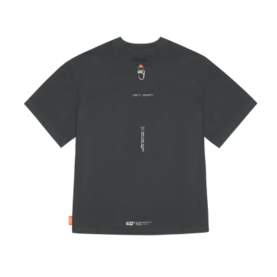 Skinarma Glitch Kısa Kollu Oversize Unisex Bisiklet Yaka Gri Tişört - 6