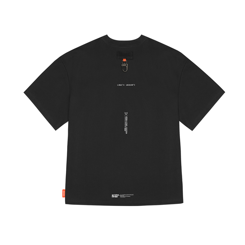 Skinarma Glitch Kısa Kollu Oversize Unisex Bisiklet Yaka Siyah Tişört - 5