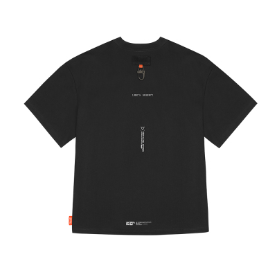 Skinarma Glitch Kısa Kollu Oversize Unisex Bisiklet Yaka Siyah Tişört - 6