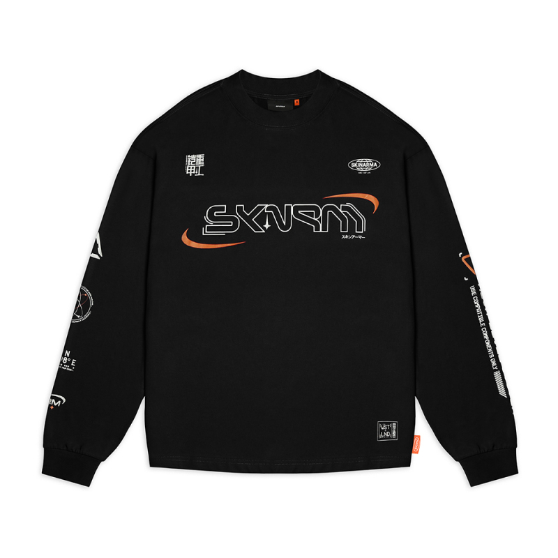 Skinarma Neptune Long Sleeve Oversize Unisex Crew Neck Black Sweatshirt - 2