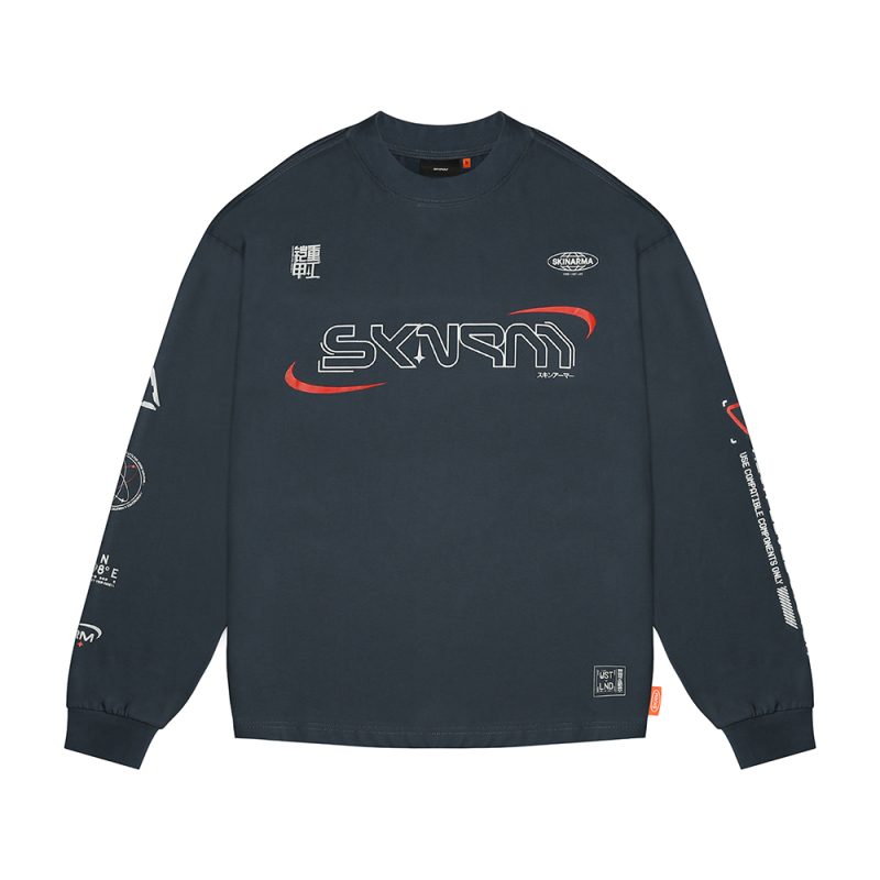 Skinarma Neptune Long Sleeve Oversize Unisex Crew Neck Navy Sweatshirt - 2