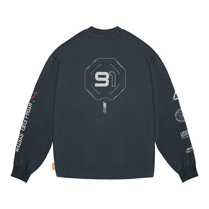 Skinarma Neptune Uzun Kollu Oversize Unisex Bisiklet Yaka Lacivert Sweatshirt - 3