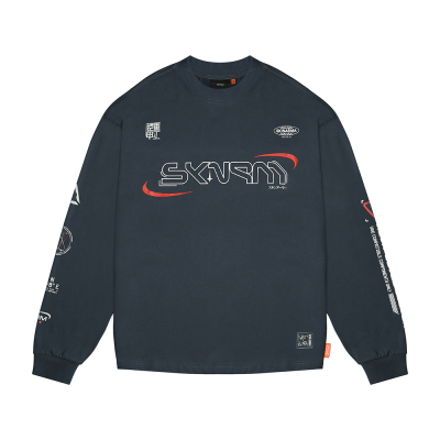 Skinarma Neptune Uzun Kollu Oversize Unisex Bisiklet Yaka Lacivert Sweatshirt - 1