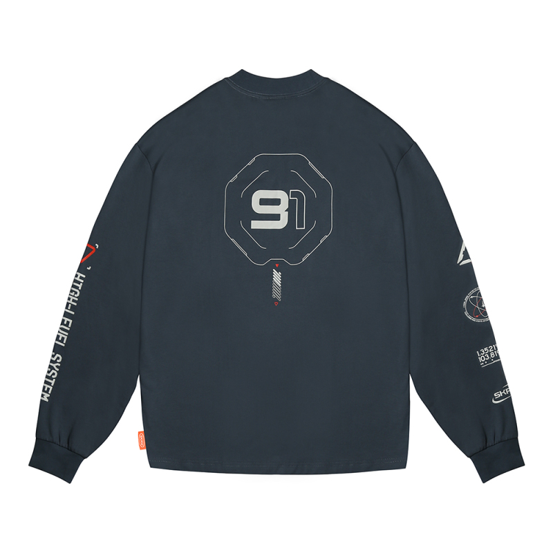 Skinarma Neptune Uzun Kollu Oversize Unisex Bisiklet Yaka Lacivert Sweatshirt - 4