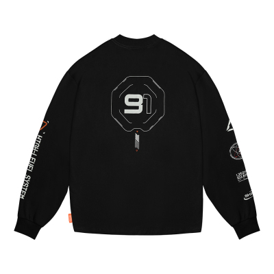 Skinarma Neptune Uzun Kollu Oversize Unisex Bisiklet Yaka Siyah Sweatshirt - 4